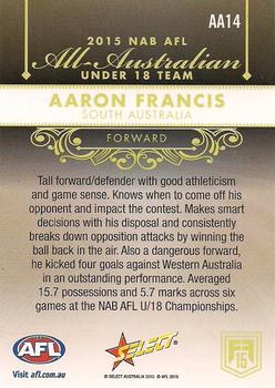 2015 Select Future Force - All-Australian Under 18 Team #AA14 Aaron Francis Back